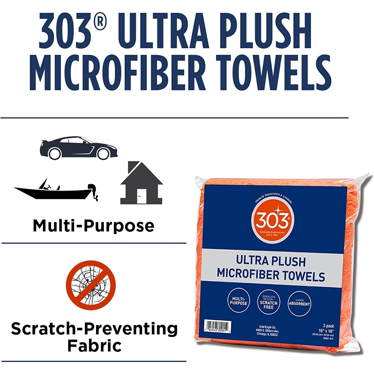 303 Ultra Plush Microfiber Towels 3 Pack